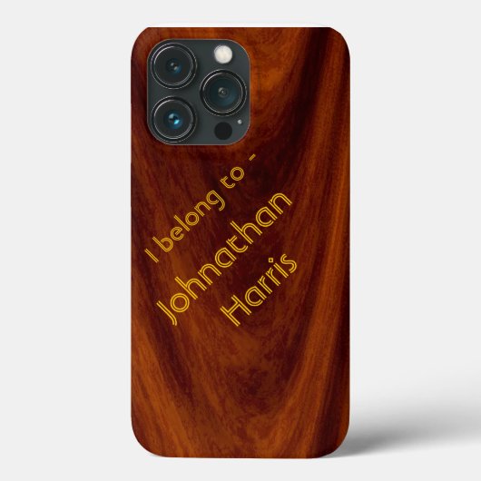 Étui de téléphone - Grain de bois avec nom (Verso)