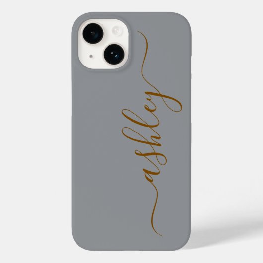 Étui de téléphone gris doux de luxe avec nom perso (Verso)