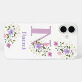 Étui de téléphone Initial Plus Nom & Fleurs Design (Verso (horizontal))