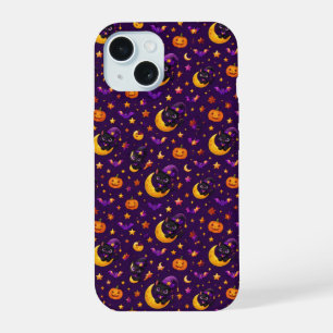 Étui de téléphone Lune Violette et Étoiles Dorées