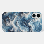 Étui de téléphone Luxueux Ondulation d'Eau Bleue e (Verso (horizontal))