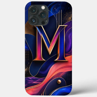 Étui de téléphone M initial abstrait moderne, élég