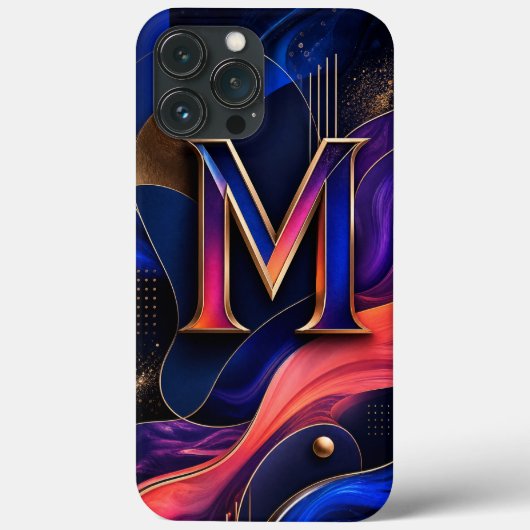 Étui de téléphone M initial abstrait moderne, élég (Verso)