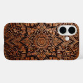Étui de téléphone mandala élégant marron (Verso (horizontal))