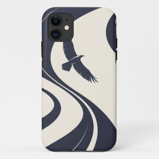 Étui de téléphone minimaliste oiseau abstrait Navy