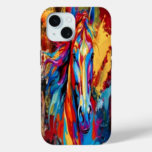 Étui de téléphone mobile abstrait Cheval Coloré, (Verso)