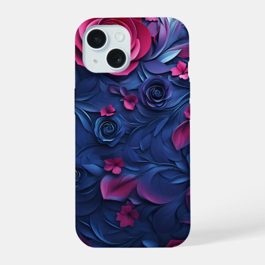 Étui de téléphone mockup iPhone avec texture flora (Verso)