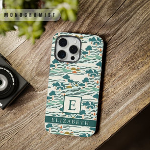 Étui de téléphone motif abstrait bleu sarcelle per