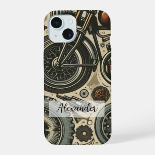 Étui de téléphone Moto Rétro Unique avec Engrenage