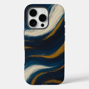 Étui de téléphone Navy Gold Marble Wave