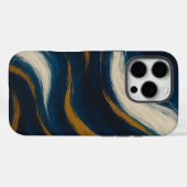Étui de téléphone Navy Gold Marble Wave (Verso (horizontal))
