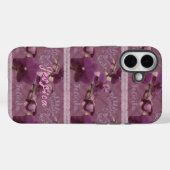 Étui de téléphone orchidée violette vintage (Verso (horizontal))