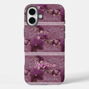 Étui de téléphone orchidée violette vintage