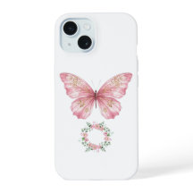 Étui de téléphone papillon aquarelle rose - Simple
