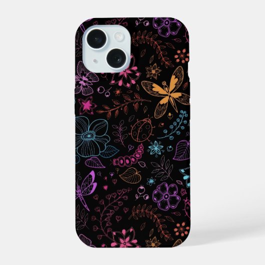 Étui de téléphone papillon floral néon (Verso)