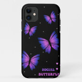 Étui de téléphone papillon noir et violet (Dos)
