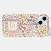 Étui de téléphone patchwork floral et à carreaux i (Verso (horizontal))