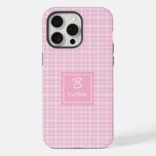 Étui de téléphone personnalisé à carreaux rose élé