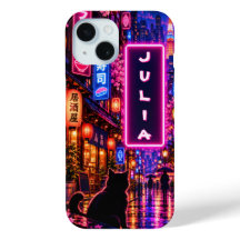 Étui de téléphone personnalisé Tokyo Neon avec nom