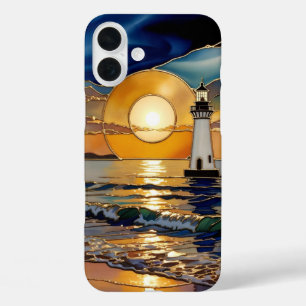 Étui de téléphone Phare au coucher du soleil Lueur