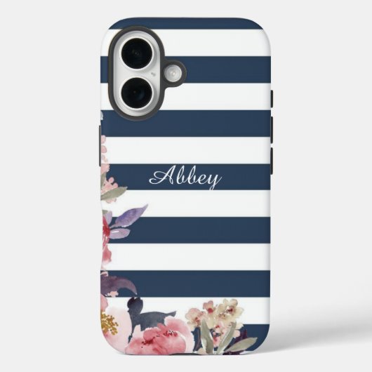 Étui de téléphone portable rayé bleu et blanc avec (Verso)