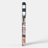 Étui de téléphone portable rayé bleu et blanc avec (Verso / Droite)
