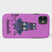 Étui de téléphone portable violet thème Hibou pour (Dos (Horizontal))