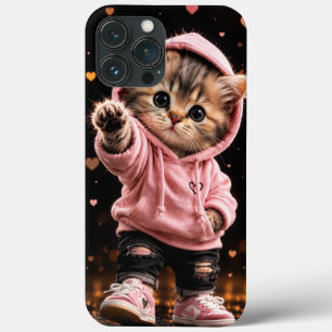 Étui de téléphone pour chaton en sweat à capuche r