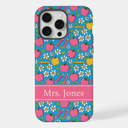 Étui de téléphone pour enseignante mignonne | Nom  (Verso)