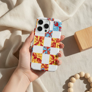 Étui de téléphone Quilt Star motif patchwork géomé