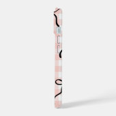Étui de téléphone rose avec nœuds noirs (Côté gauche)