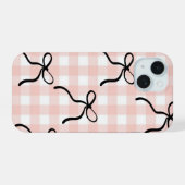 Étui de téléphone rose avec nœuds noirs (Verso Horizontal)