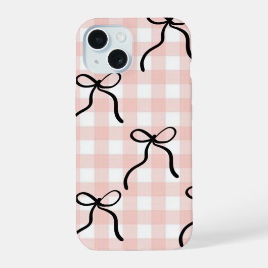 Étui de téléphone rose avec nœuds noirs (Verso)