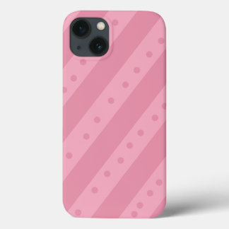 Étui de téléphone rose avec rayures et points