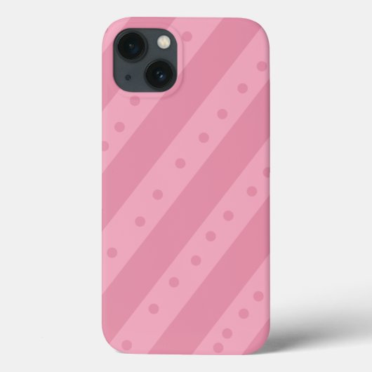 Étui de téléphone rose avec rayures et points (Verso)