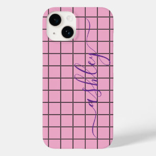 Étui de téléphone rose clair de luxe avec nom pers