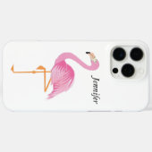 Étui de téléphone rose flamant monogrammé (Verso (horizontal))