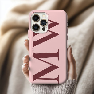 Étui de téléphone rose personnalisé avec initiales