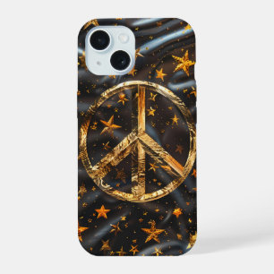Étui de téléphone symbole de paix en or cosmique