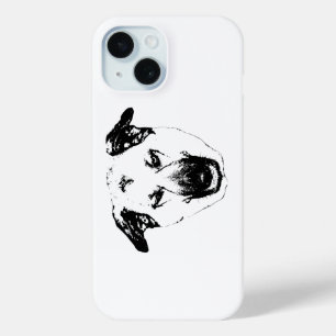 Étui de téléphone tête de chien vecteur croquant