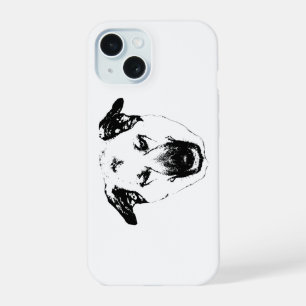 Étui de téléphone tête de chien vecteur croquant