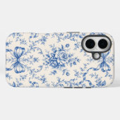 Étui de téléphone Toile Ruban Rose Rococo Bleu (Verso (horizontal))