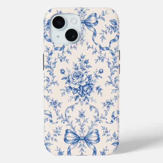 Étui de téléphone Toile Ruban Rose Rococo Bleu (Verso)