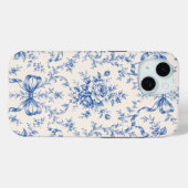Étui de téléphone Toile Ruban Rose Rococo Bleu (Verso (horizontal))
