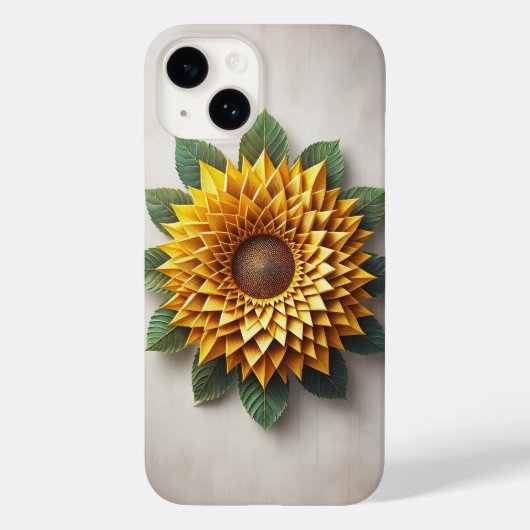 Étui de téléphone Tournesol Couches 3D Jaune en Pa (Verso)