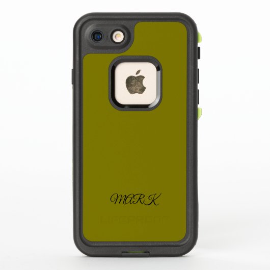 Étui de téléphone vert-jaune personnalisé avec N (Dos)