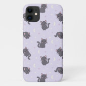 Étui de téléphone violet avec un chat gris mignon (Dos)