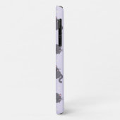 Étui de téléphone violet avec un chat gris mignon (Dos/Gauche)