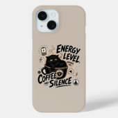 Étui drôle pour iPhone 15 Chat Noir Café (Verso)