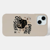 Étui drôle pour iPhone 15 Chat Noir Café (Verso (horizontal))
